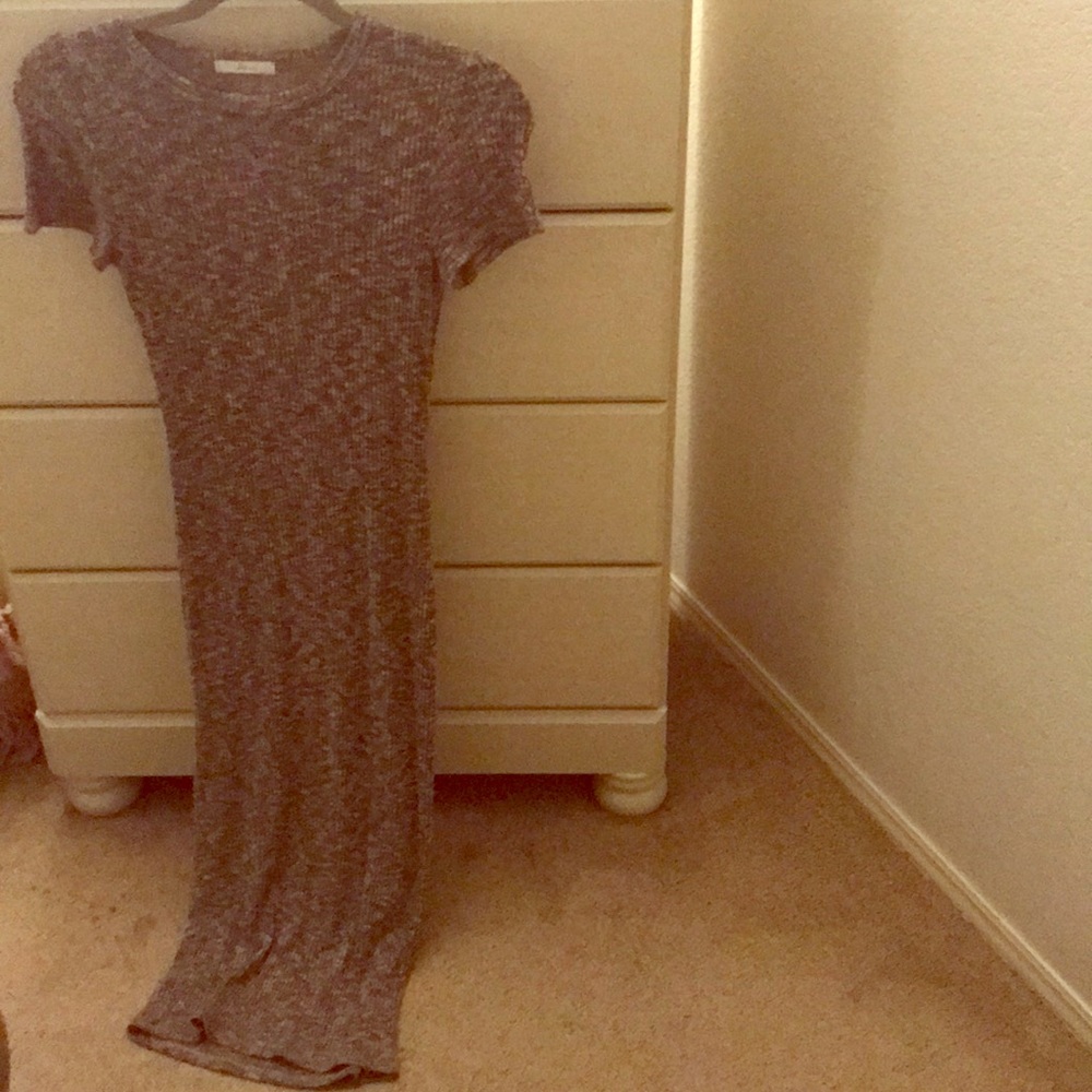 Pink and grey body con maxi dress
